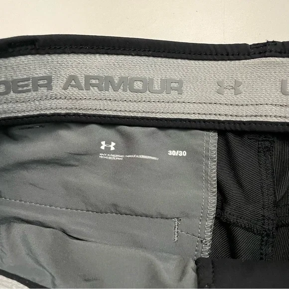 Under Armour Pants Straight Leg Pockets Grip Waistband Quick Dry Black 30/30